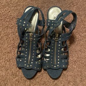 New Wild Rose Denim Healed Sandals